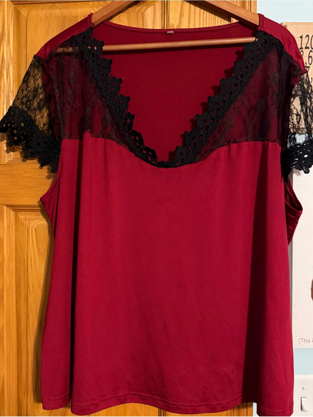 Women's Burgundy Lace-Trim Slumber Top